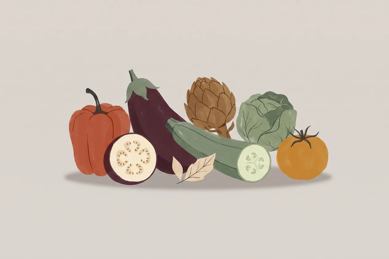 Illustration d'un assortiment de légumes de saison